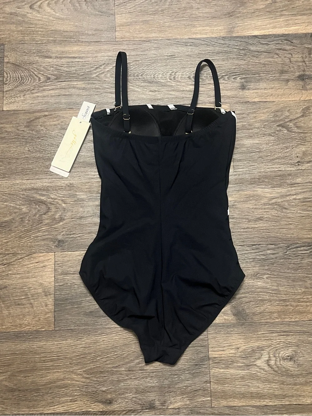 NEW Gottex Mirage Bandeau One-Piece Swimsuit Size 10 Black White Strapless NWT